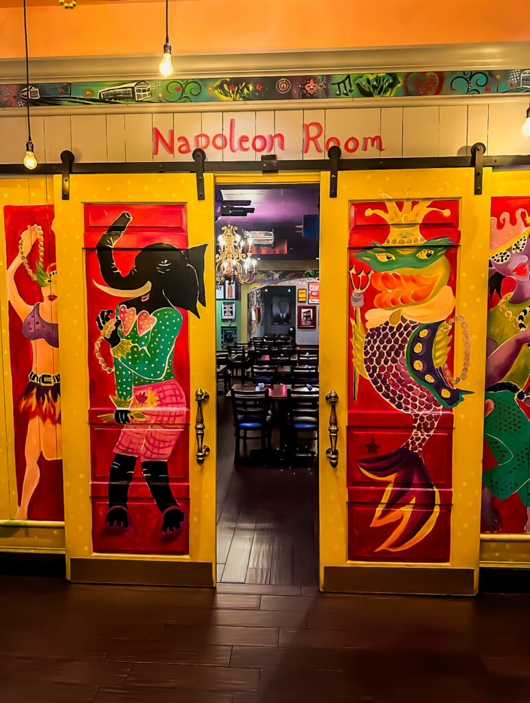 New Orleans styling and artwork in the Napoleon Room at Tibby’s Altamonte Springs