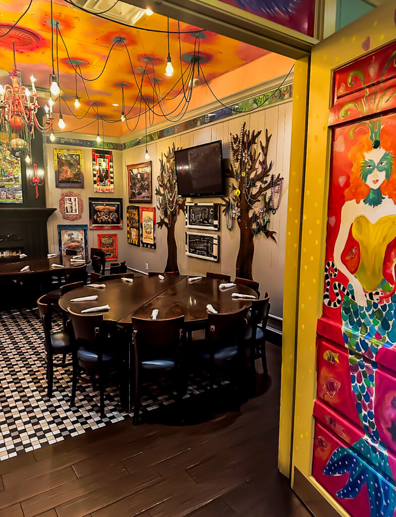 Group dining set-up in the Napoleon Room at Tibby’s Altamonte Springs