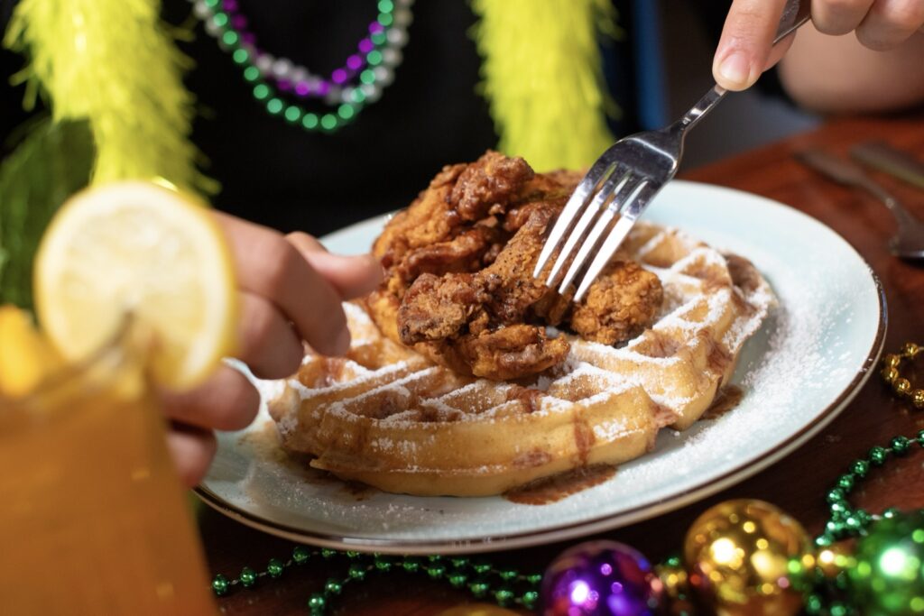Shirley's Chicken and Waffles with cinnamon honey butter at Tibby's Winter Park